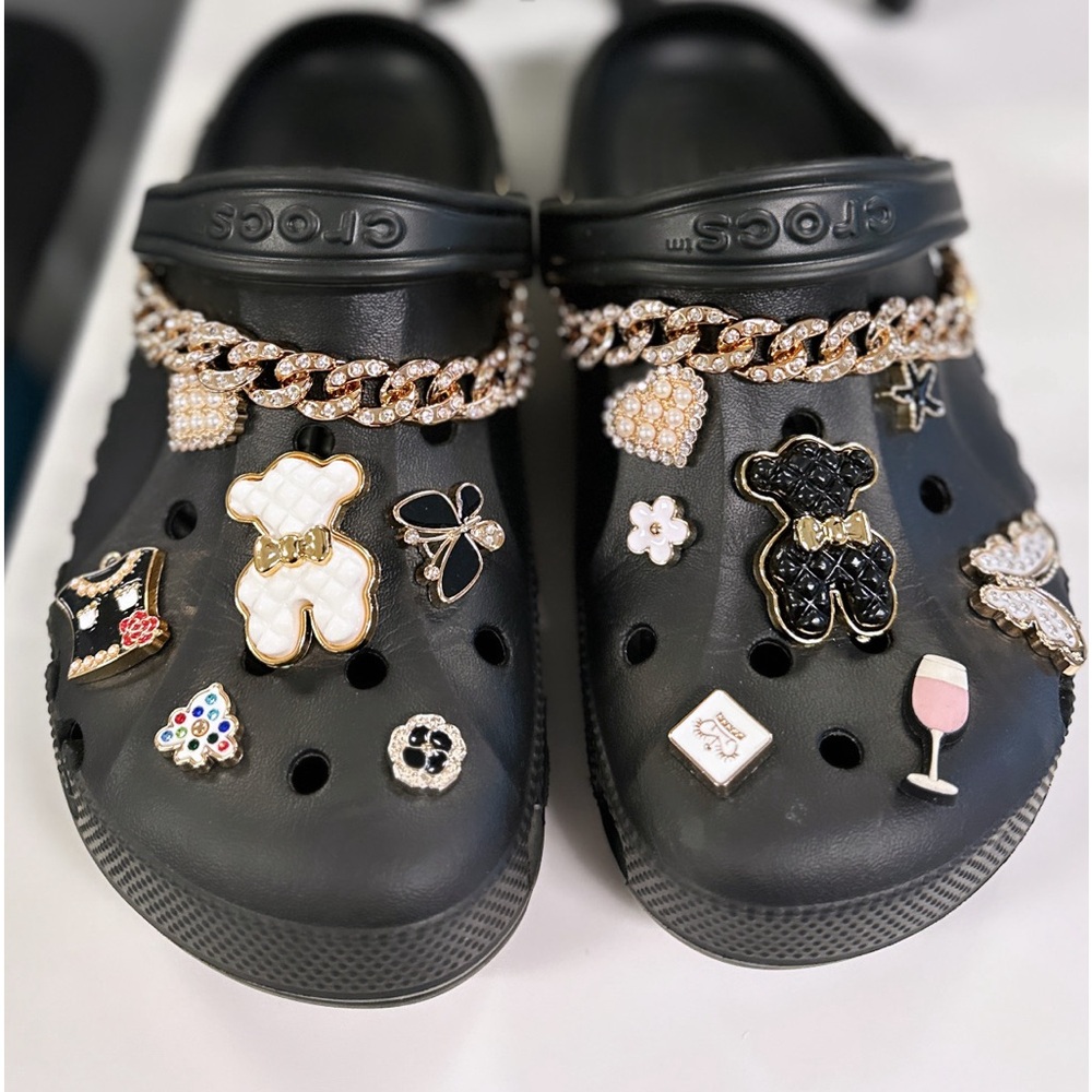 Black Crocs with Charms